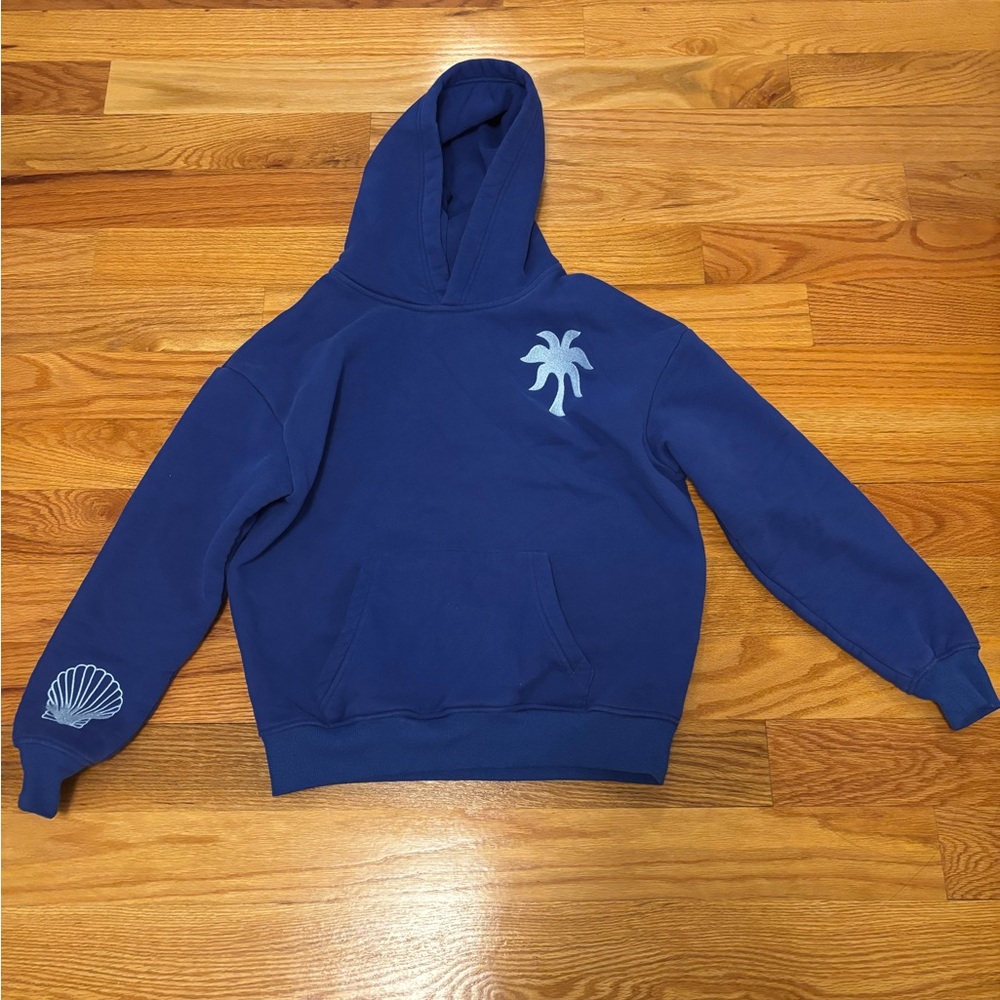 Blue Hoodie with Palm Tree Design